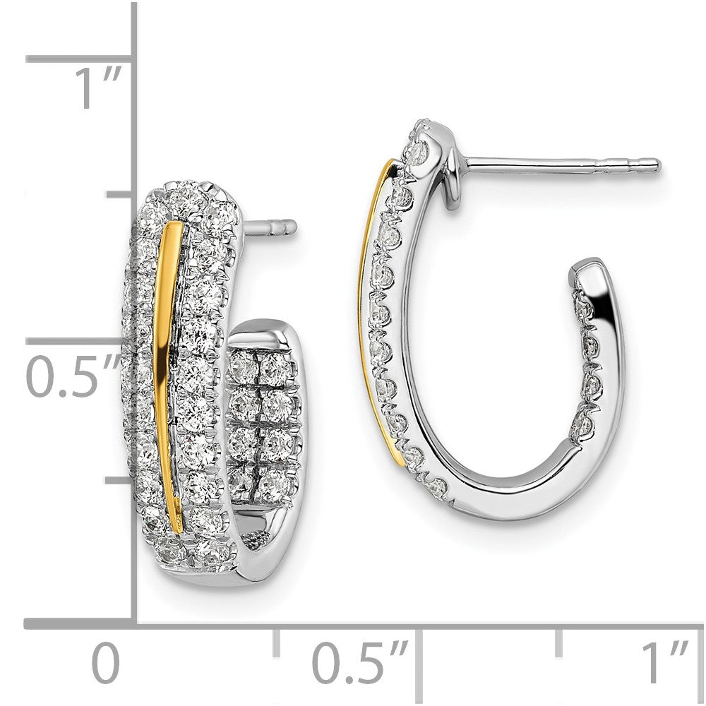 14K Two-Tone Lab Grown Diamond VS/SI FGH In and Out J-Hoop Earrings