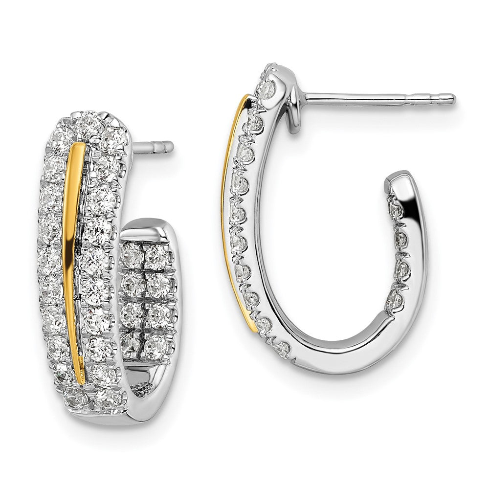 14K Two-Tone Lab Grown Diamond VS/SI FGH In and Out J-Hoop Earrings