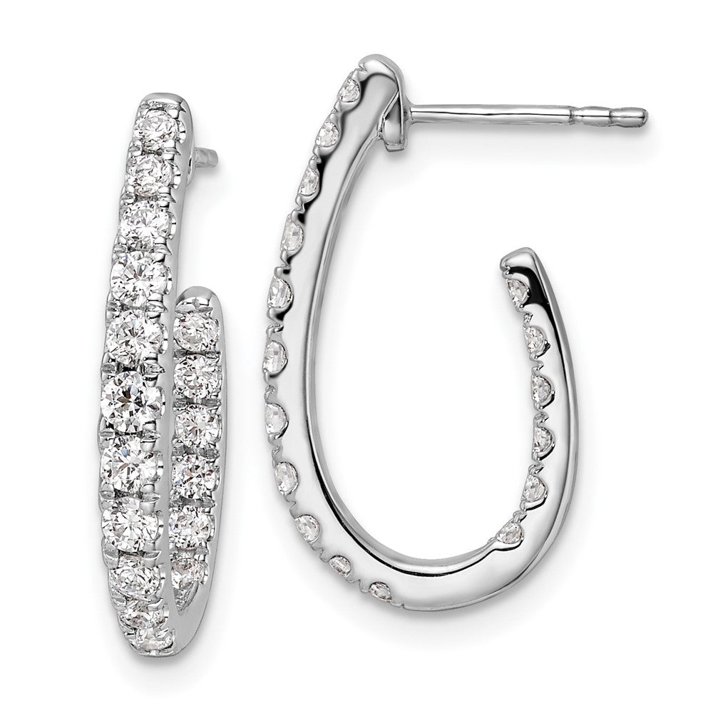 14K White Gold Lab Grown Diamond VS/SI FGH In and Out J-Hoop Earring