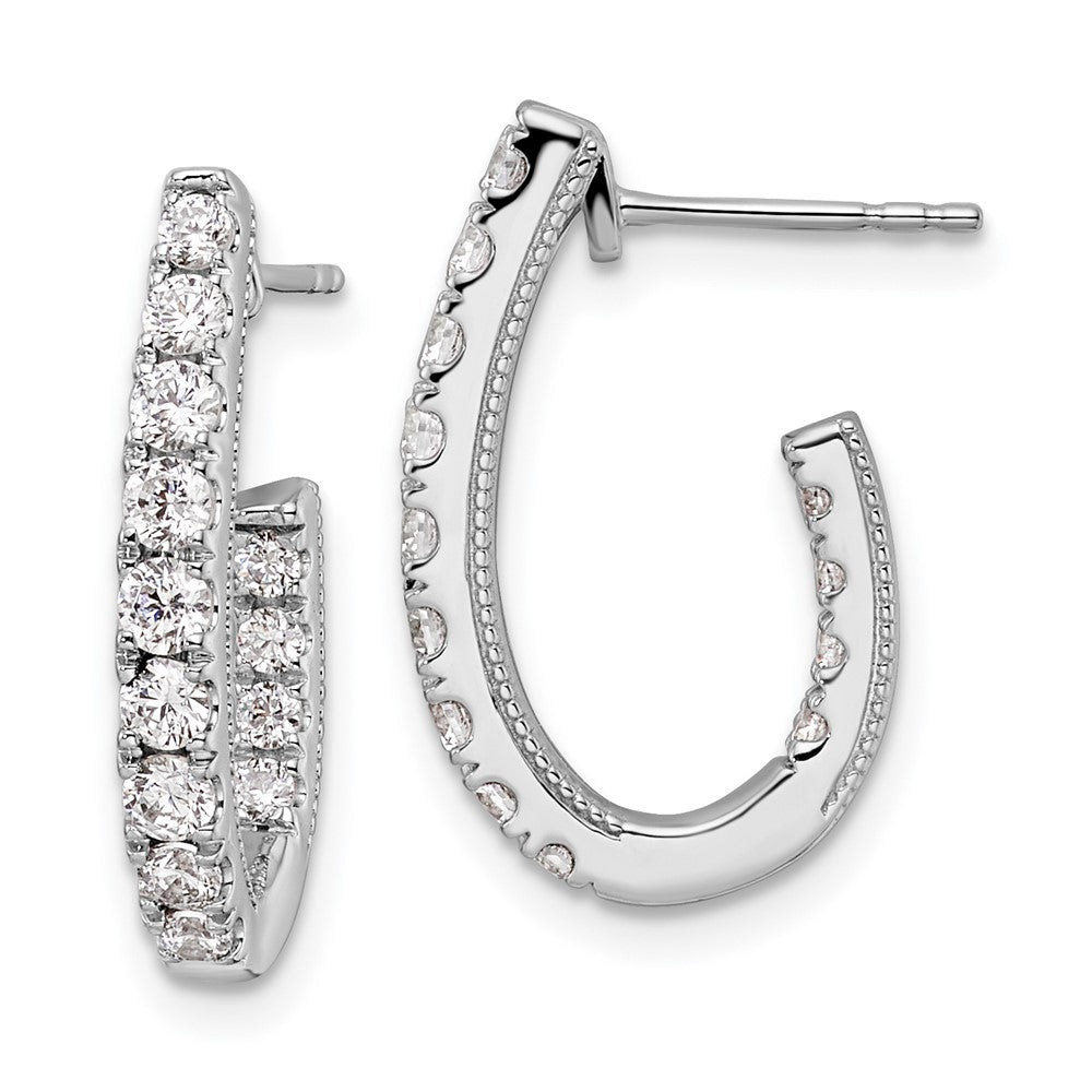 14K White Gold Lab Grown Diamond VS/SI FGH In and Out J-Hoop Earring