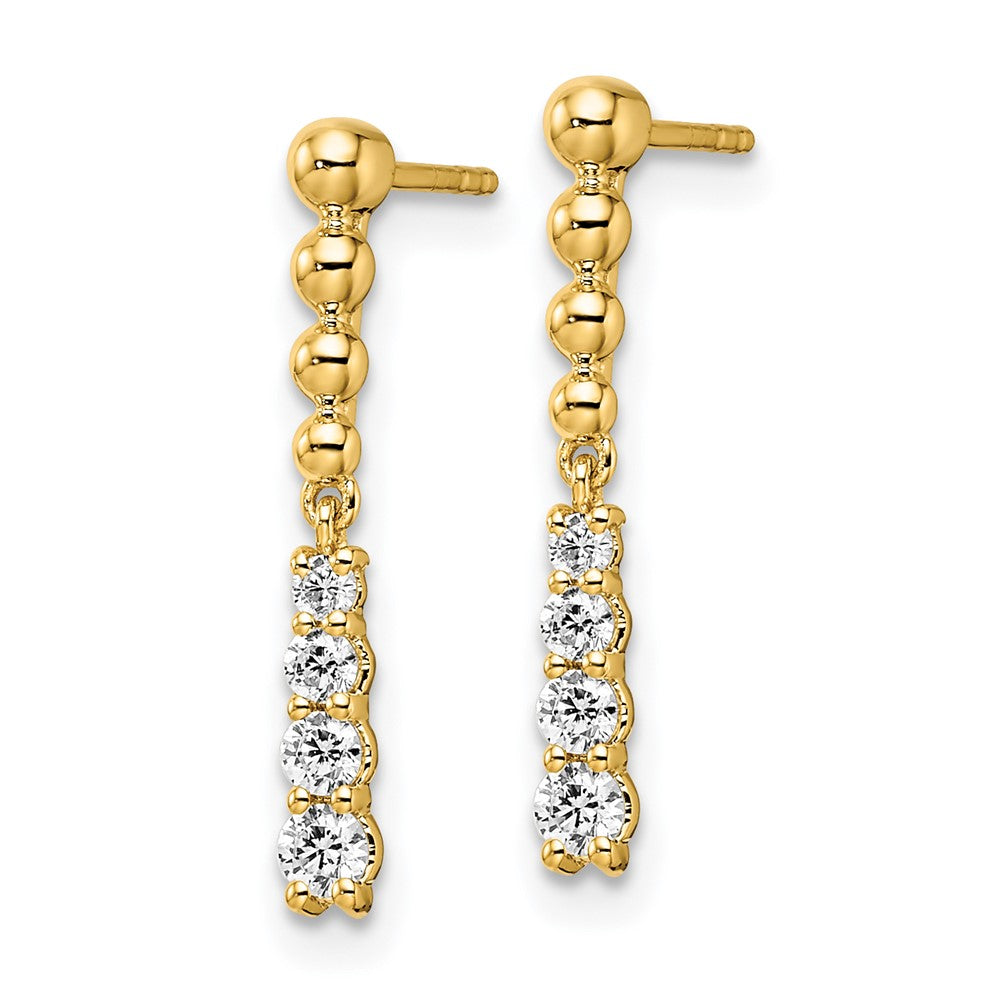 14K Lab Grown Diamond VS/SI FGH Beaded Bar Post Dangle Earrings