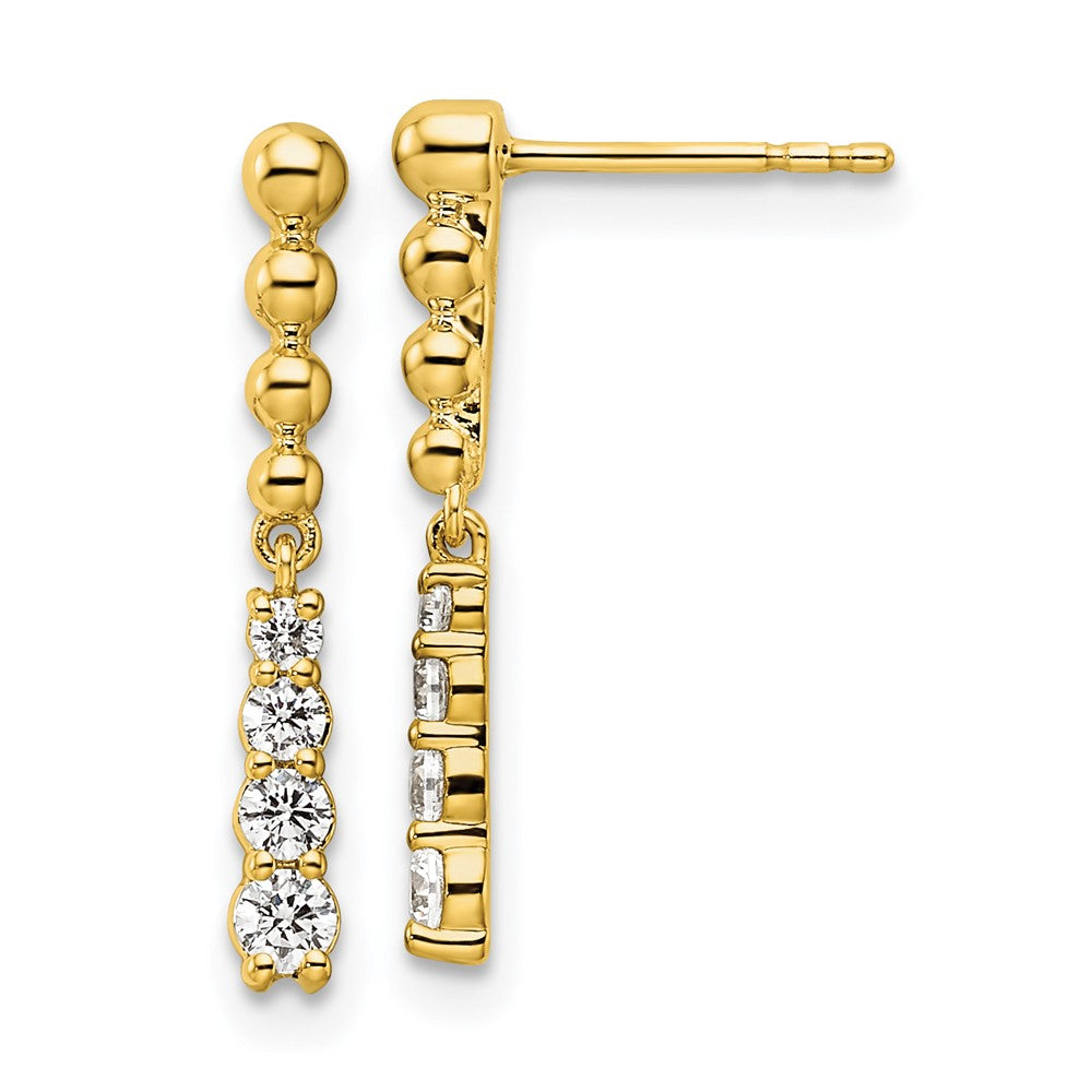 14K Lab Grown Diamond VS/SI FGH Beaded Bar Post Dangle Earrings