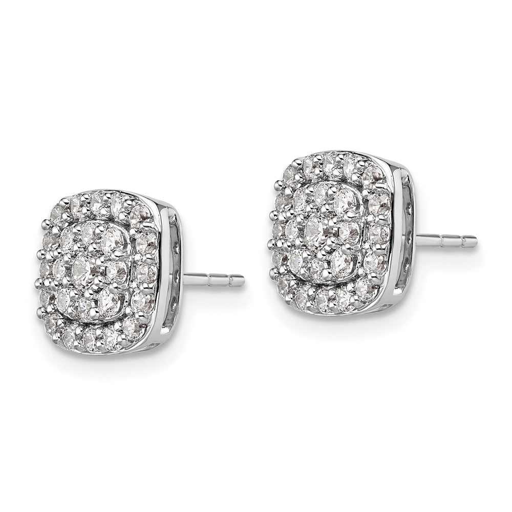 14K White Gold Lab Grown Diamond VS/SI FGH Squared Halo Post Earring