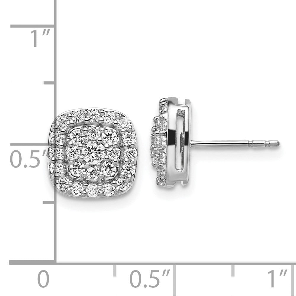 14K White Gold Lab Grown Diamond VS/SI FGH Squared Halo Post Earring