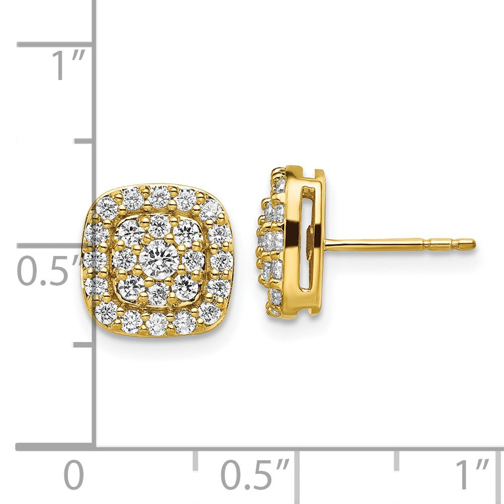 14K Lab Grown Diamond VS/SI FGH Squared Halo Post Earrings