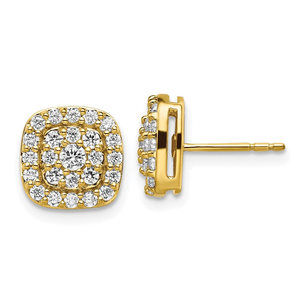 14K Lab Grown Diamond VS/SI FGH Squared Halo Post Earrings