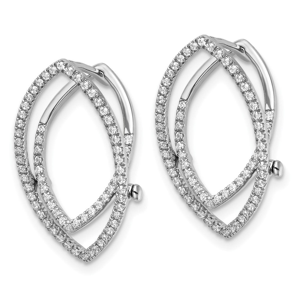 14K White Gold Lab Grown VS/SI FGH Dia Marquise Shape Hinged Earrings