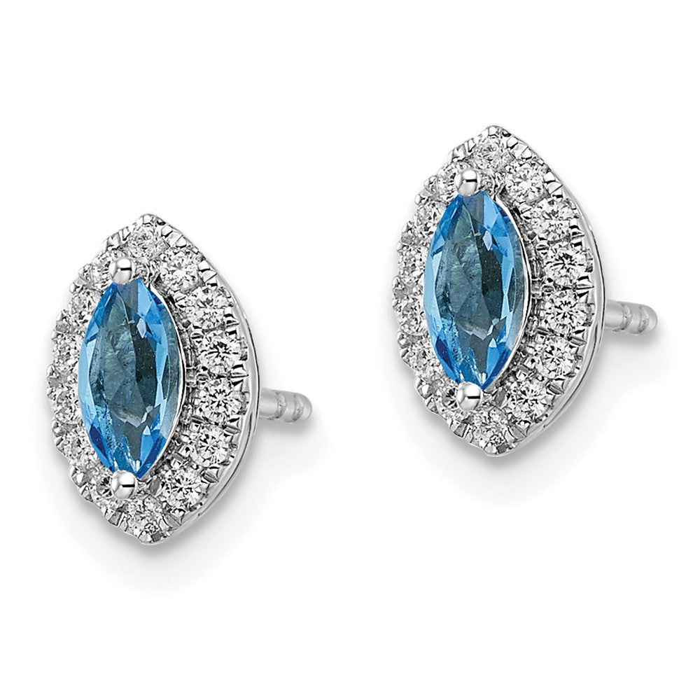 14K White Gold Lab Grown VS/SI FGH Dia and Blue Topaz Post Earrings