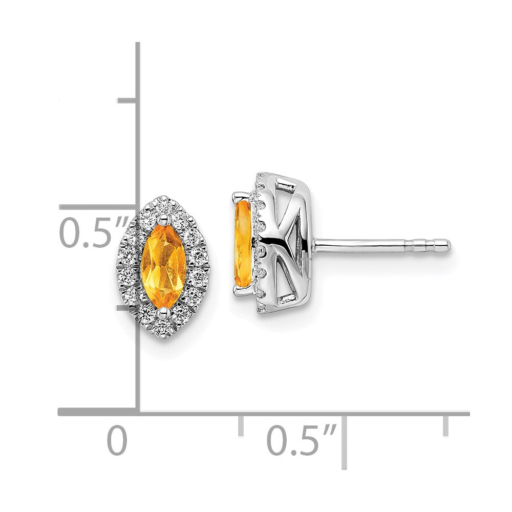 14K White Gold Lab Grown VS/SI FGH Dia and Citrine Post Earrings