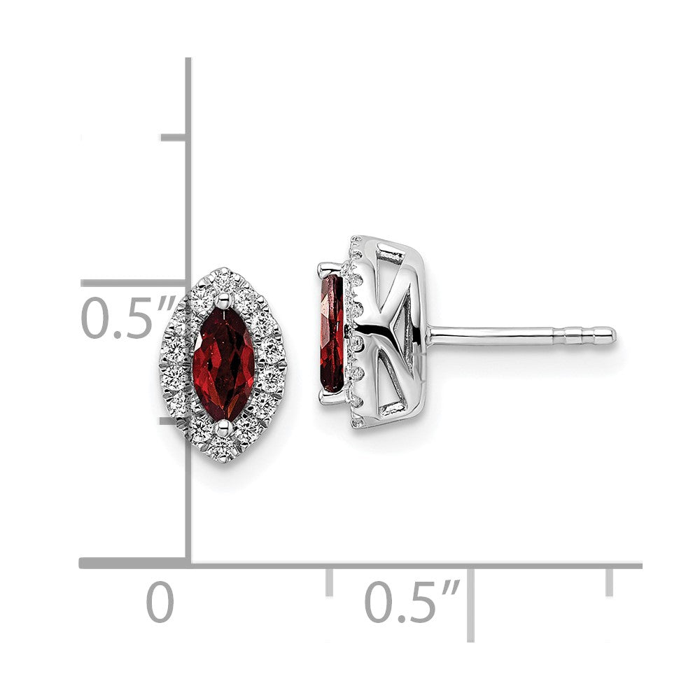 14K White Gold Lab Grown VS/SI FGH Dia and Garnet Post Earrings