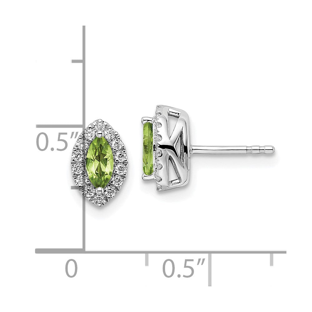 14K White Gold Lab Grown VS/SI FGH Dia and Peridot Post Earrings