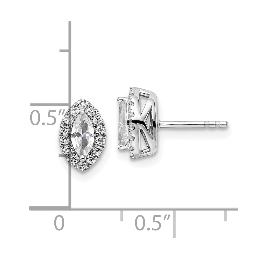 14K White Gold Lab Grown VS/SI FGH Dia and White Sapphire Post Earrings