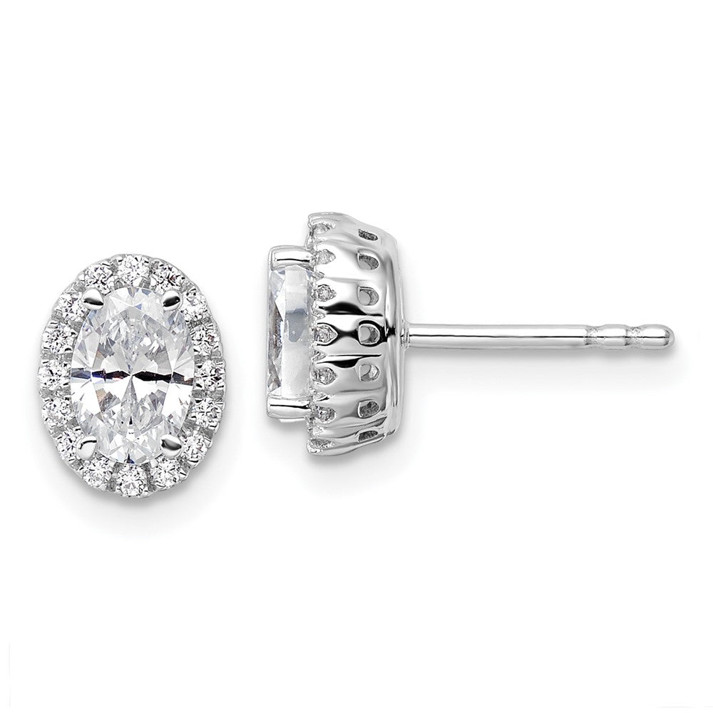 14K White Gold Lab Grown VS/SI FGH Dia Halo Stud Earrings