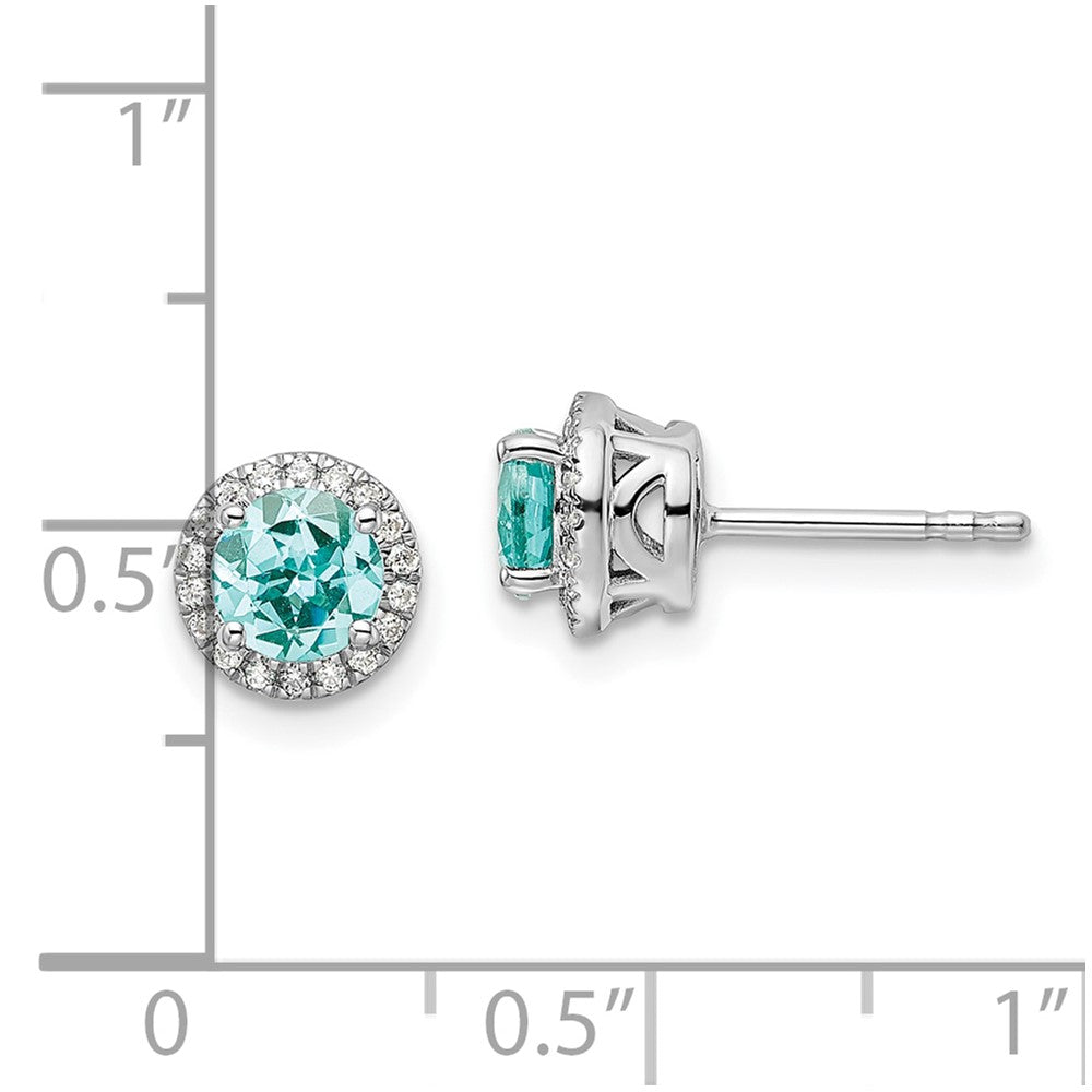 14K White Gold Pure Serenity Lab Grown Diamond and Lab Created Round Paraiba Post Earrings