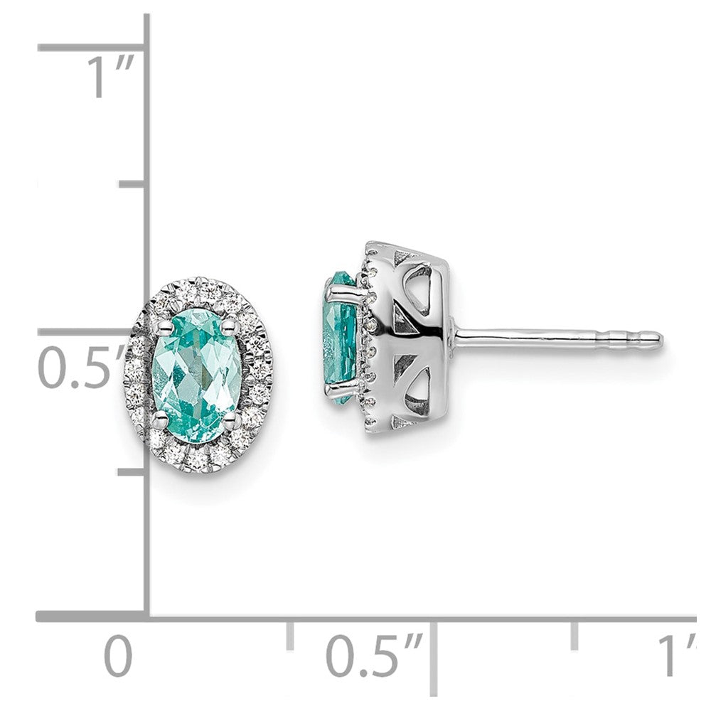 14K White Gold Pure Serenity Lab Grown Diamond and Lab Created Oval Paraiba Post Earrings