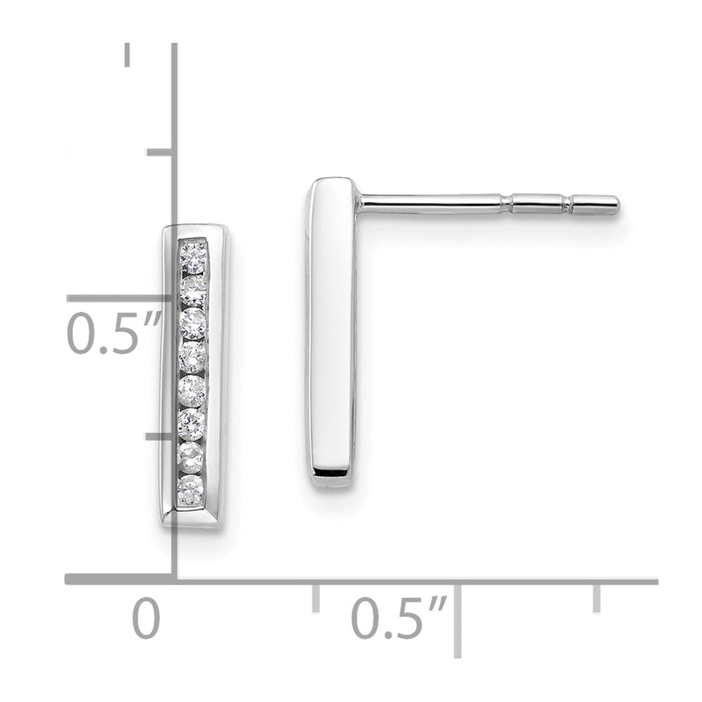 14K White Gold Lab Grown VS/SI FGH Dia Vertical Bar Post Earrings