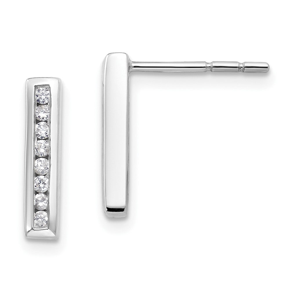 14K White Gold Lab Grown VS/SI FGH Dia Vertical Bar Post Earrings