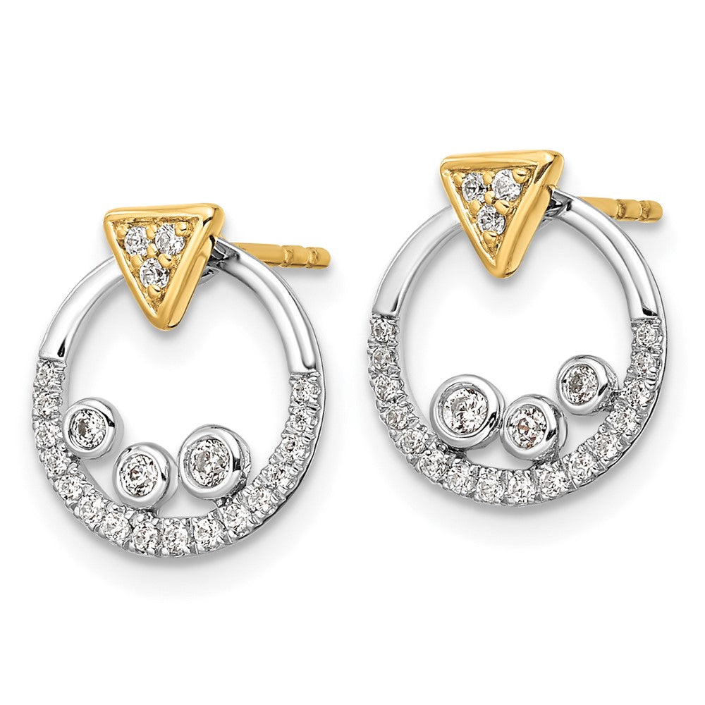 14K Two-Tone Lab Grown VS/SI FGH Dia Circle Jacket and Triangle Post Earrin