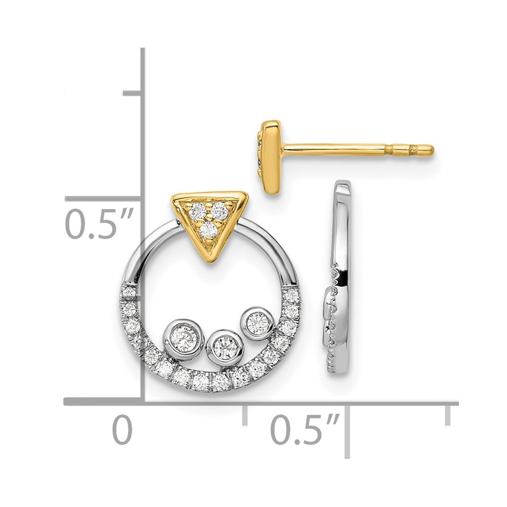 14K Two-Tone Lab Grown VS/SI FGH Dia Circle Jacket and Triangle Post Earrin