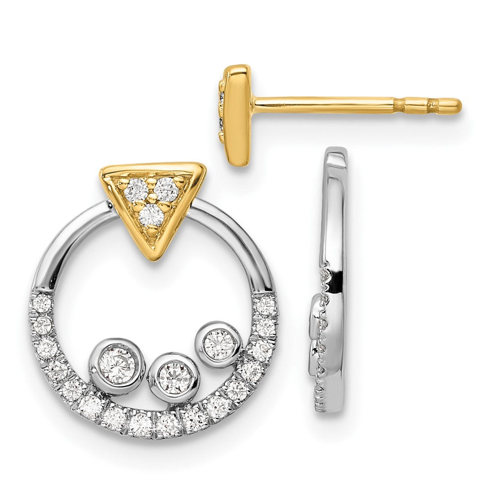 14K Two-Tone Lab Grown VS/SI FGH Dia Circle Jacket and Triangle Post Earrin