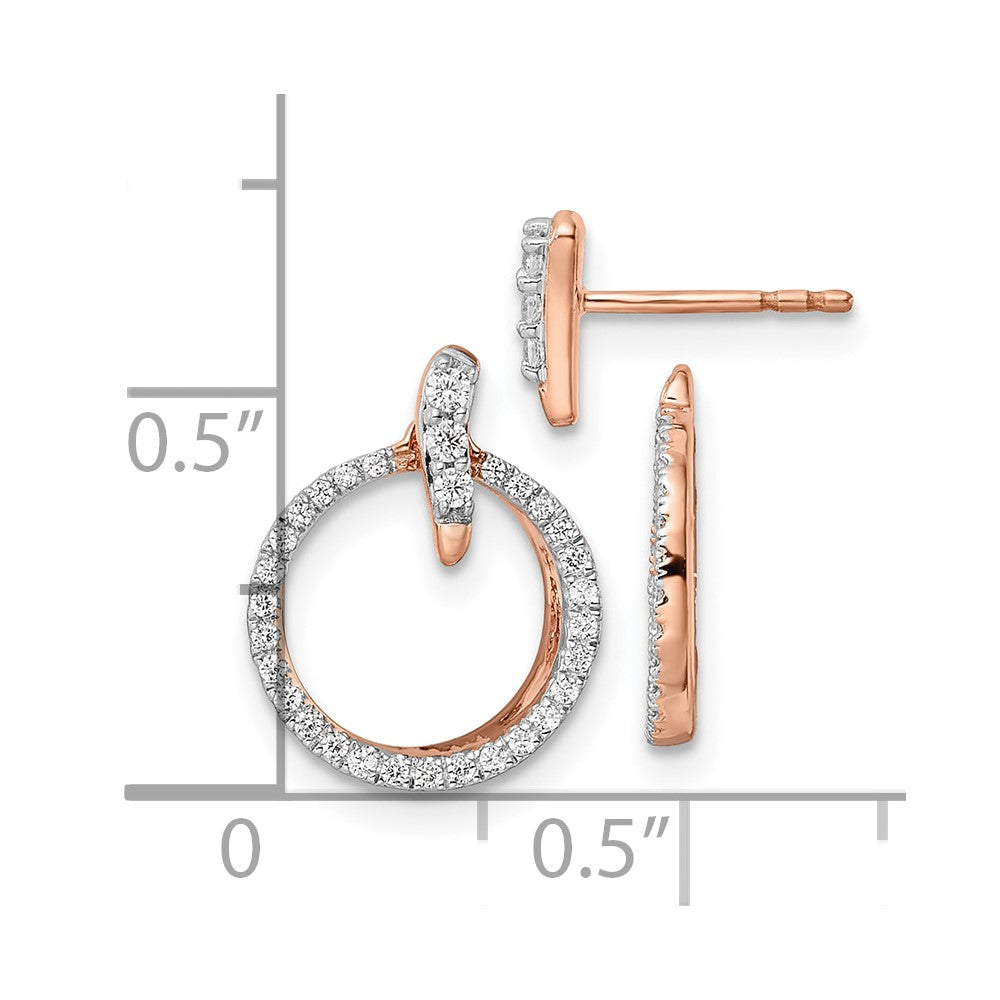 14K Rose Gold Lab Grown VS/SI FGH Dia Circle Jacket and Post Earrings