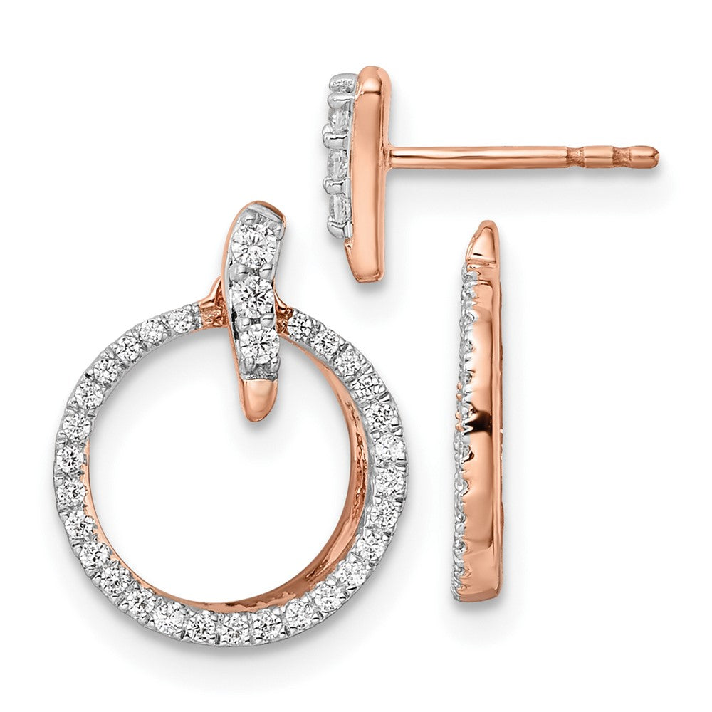 14K Rose Gold Lab Grown VS/SI FGH Dia Circle Jacket and Post Earrings