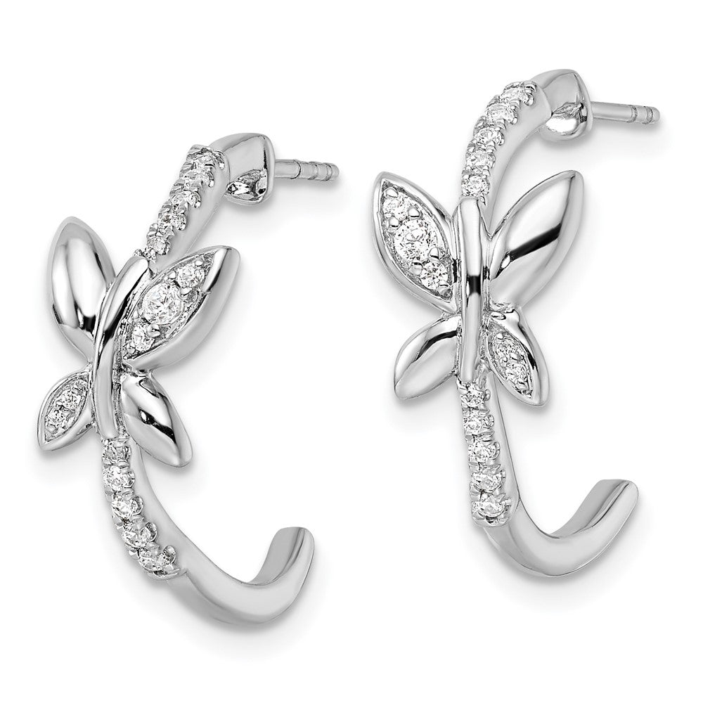 14K White Gold Lab Grown VS/SI FGH Dia Butterfly J-Hoop Earrings