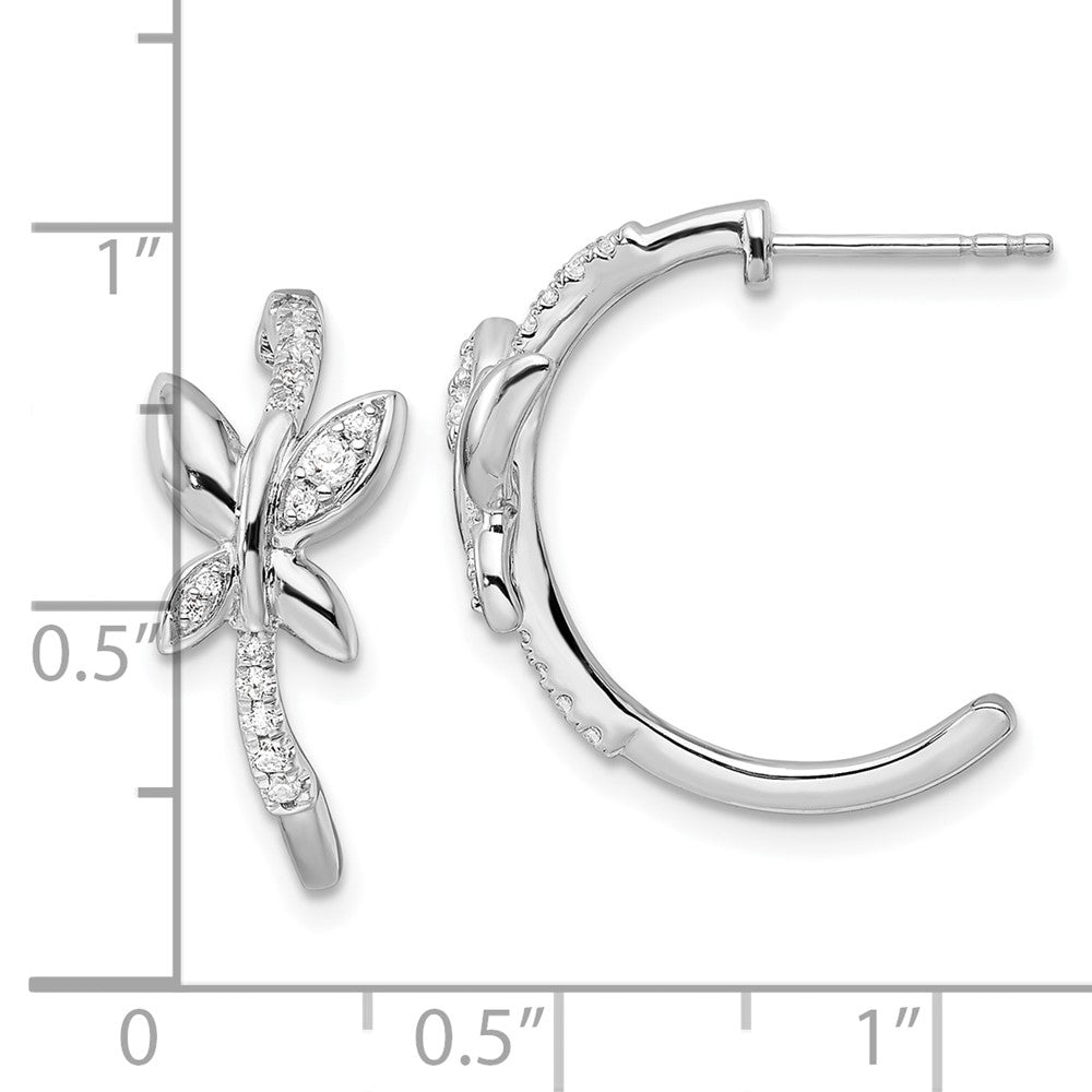 14K White Gold Lab Grown VS/SI FGH Dia Butterfly J-Hoop Earrings