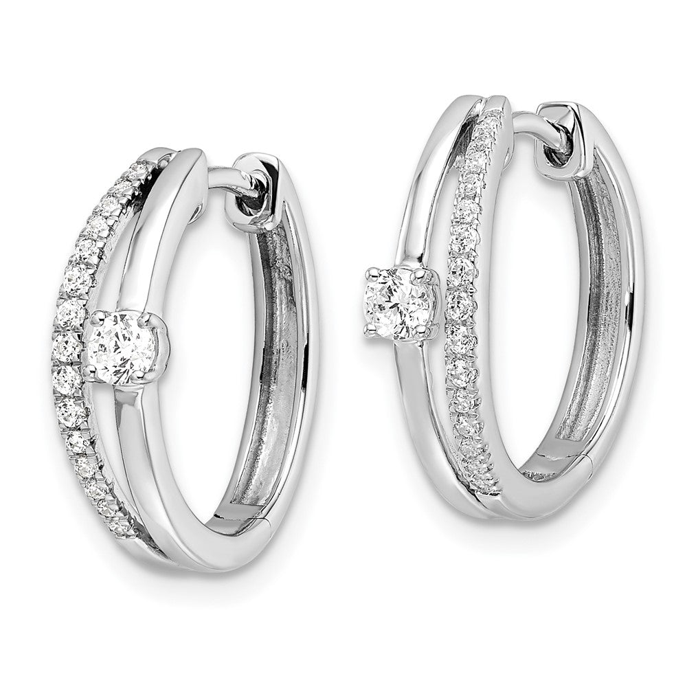 14K White Gold Lab Grown VS/SI FGH Dia Hinged Hoop Earrings