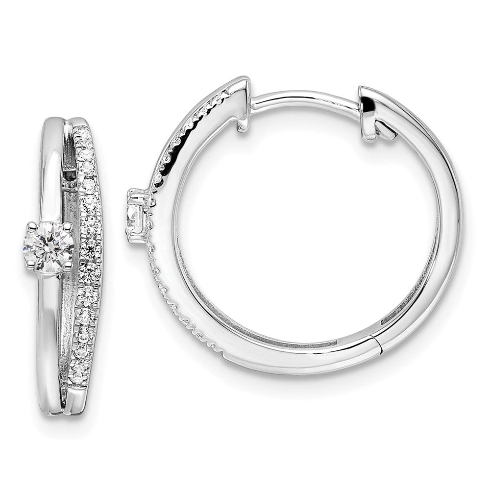 14K White Gold Lab Grown VS/SI FGH Dia Hinged Hoop Earrings