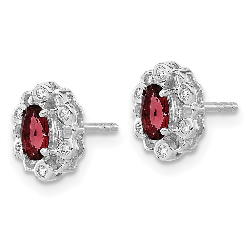 14K White Gold Lab Grown VS/SI FGH Dia and Created Ruby Post Earrings