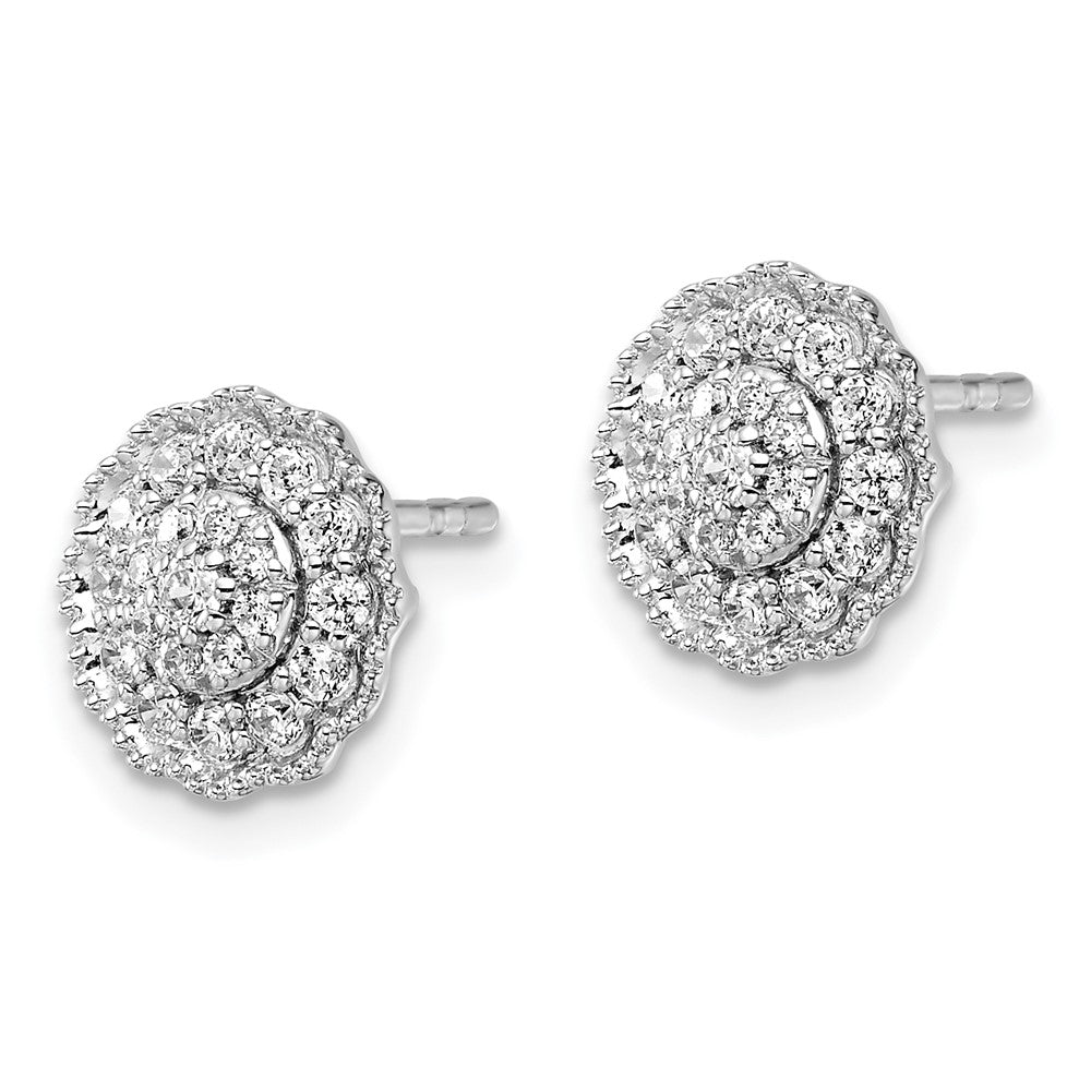 14K White Gold Lab Grown VS/SI FGH Dia Halo Post Earrings