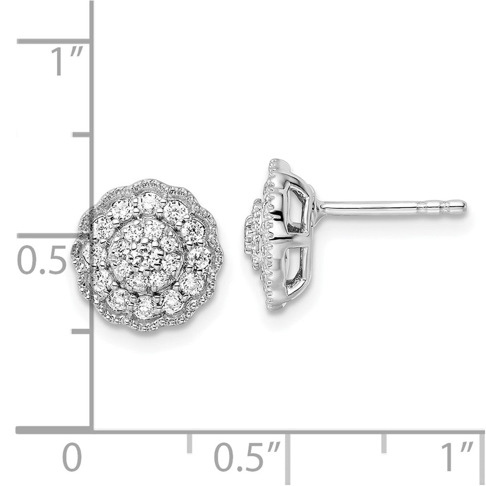 14K White Gold Lab Grown VS/SI FGH Dia Halo Post Earrings