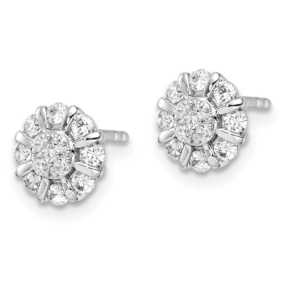 14K White Gold Lab Grown VS/SI FGH Dia Halo Post Earrings