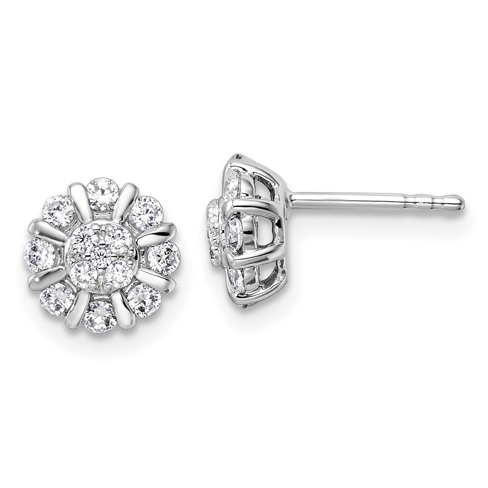 14K White Gold Lab Grown VS/SI FGH Dia Halo Post Earrings