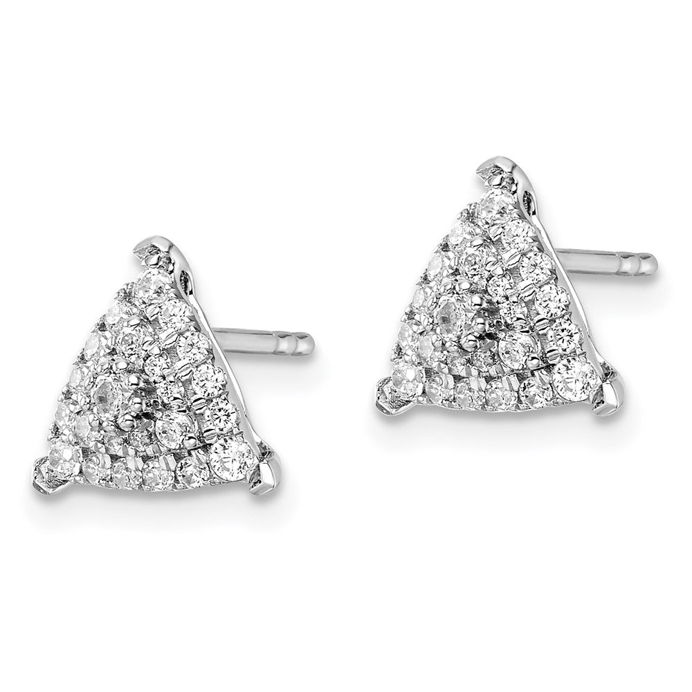 14K White Gold Lab Grown VS/SI FGH Dia Triangle Cluster Post Earrings