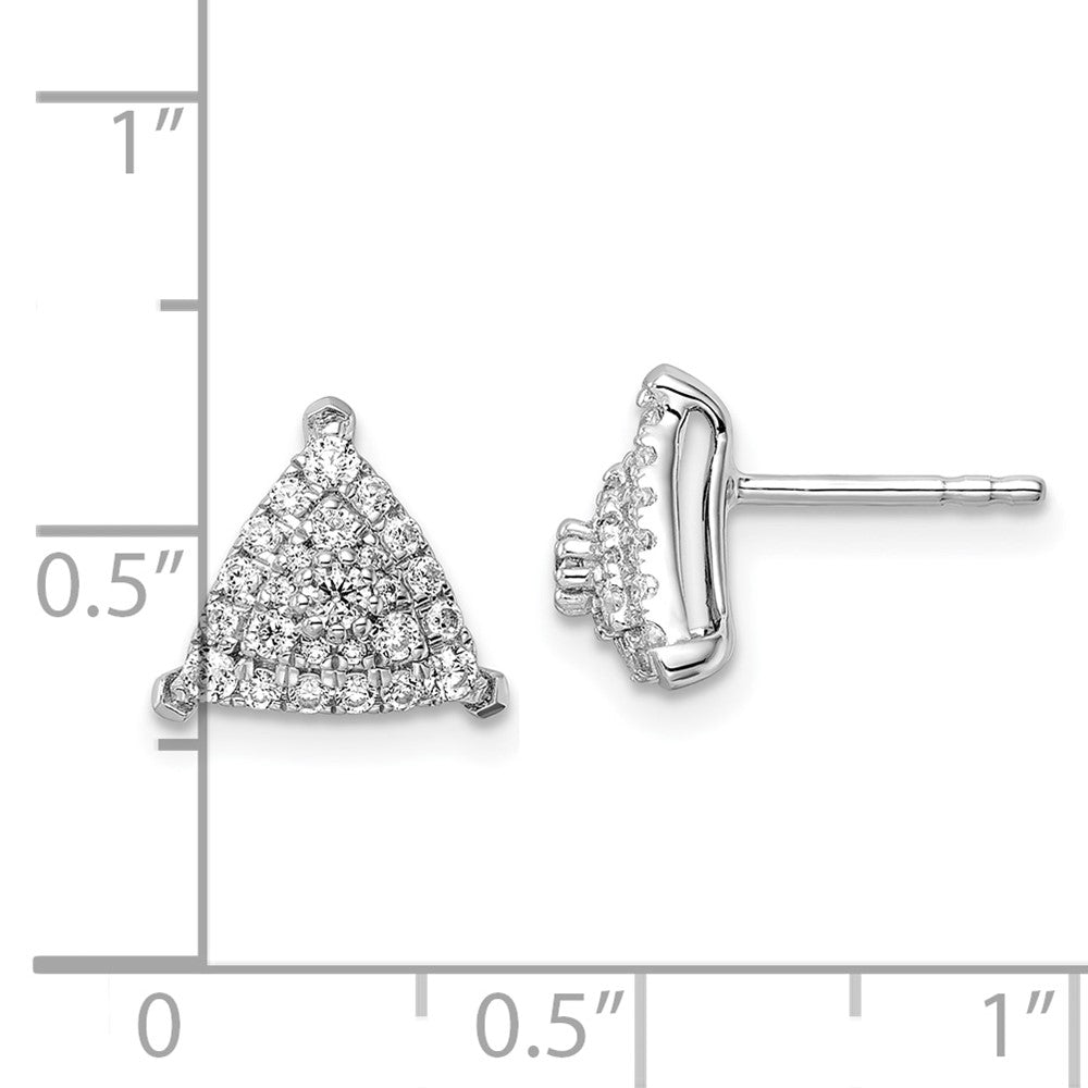 14K White Gold Lab Grown VS/SI FGH Dia Triangle Cluster Post Earrings