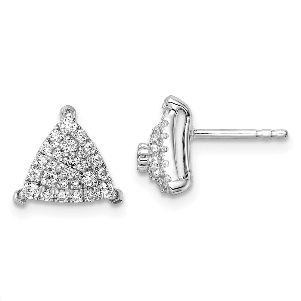 14K White Gold Lab Grown VS/SI FGH Dia Triangle Cluster Post Earrings