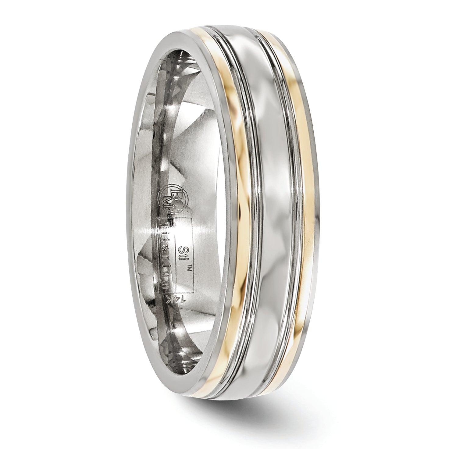 Edward Mirell Titanium & 14K Edge Polished 6mm Band EMR201