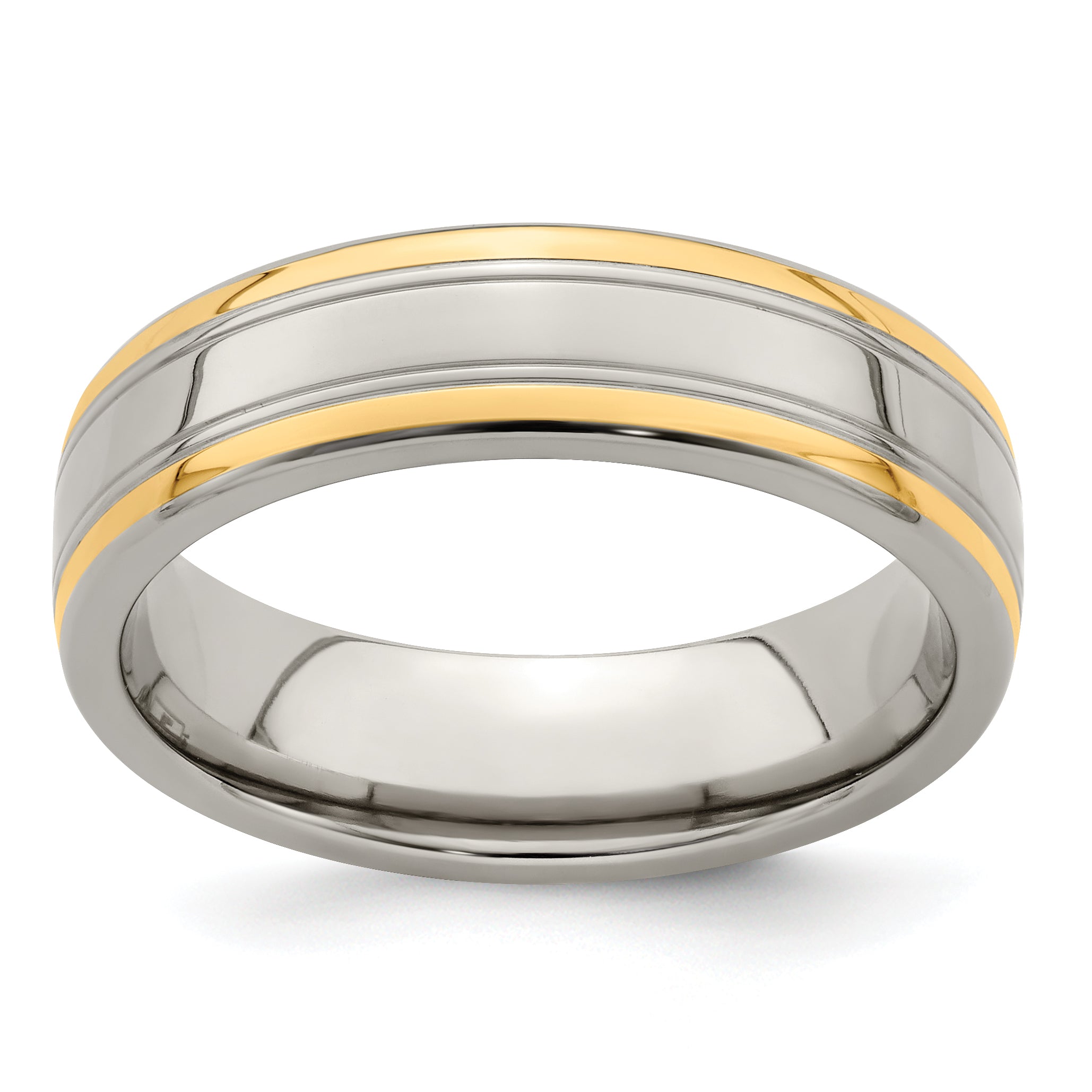 Edward Mirell Titanium & 14K Edge Polished 6mm Band EMR201