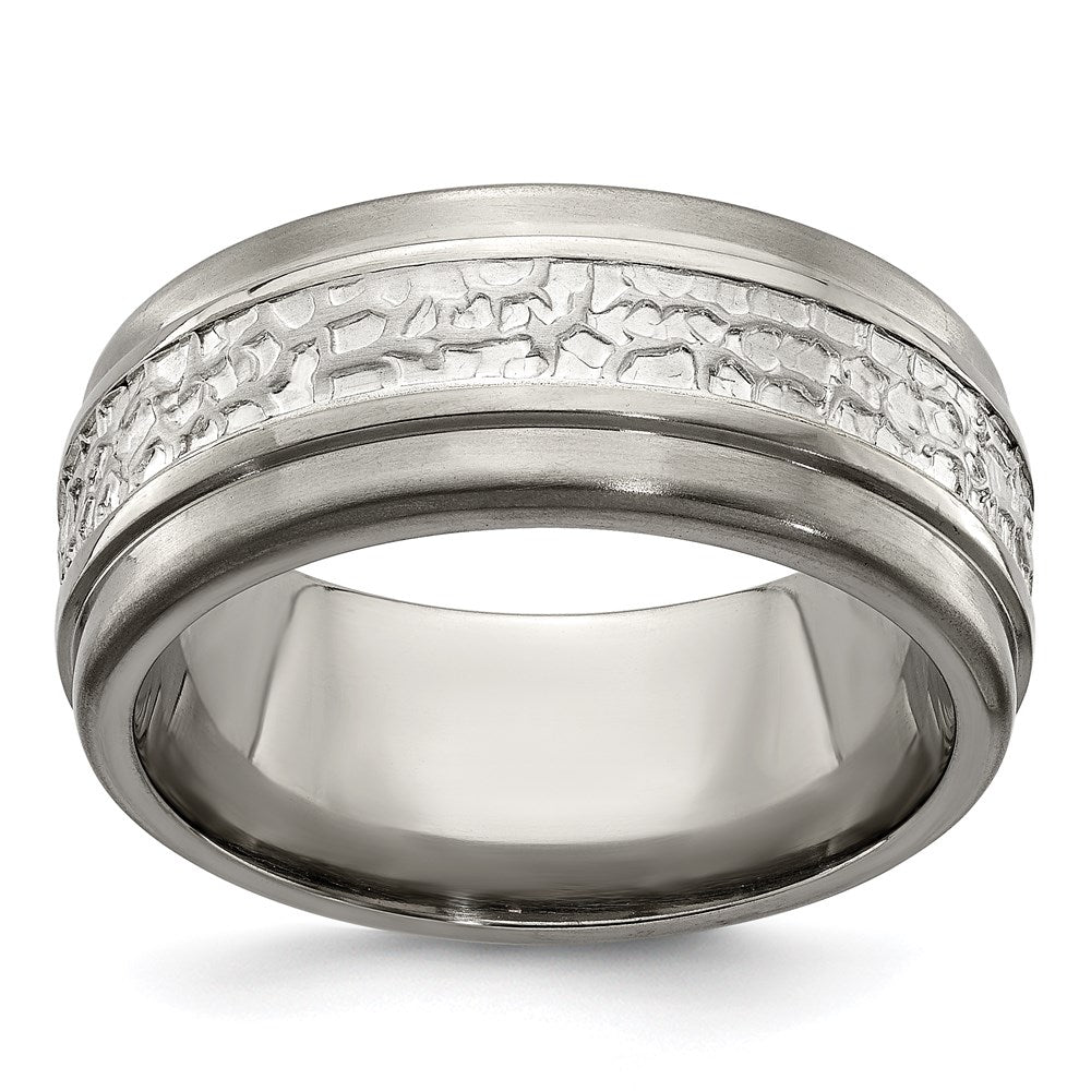 Edward Mirell Titanium&Sterling Silver Brushed&Polished 9mm Ring