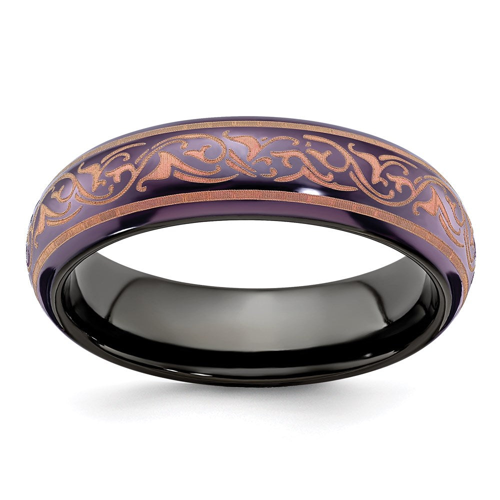 Edward Mirell Black Ti Domed Anodized Copper Color 6mm Band