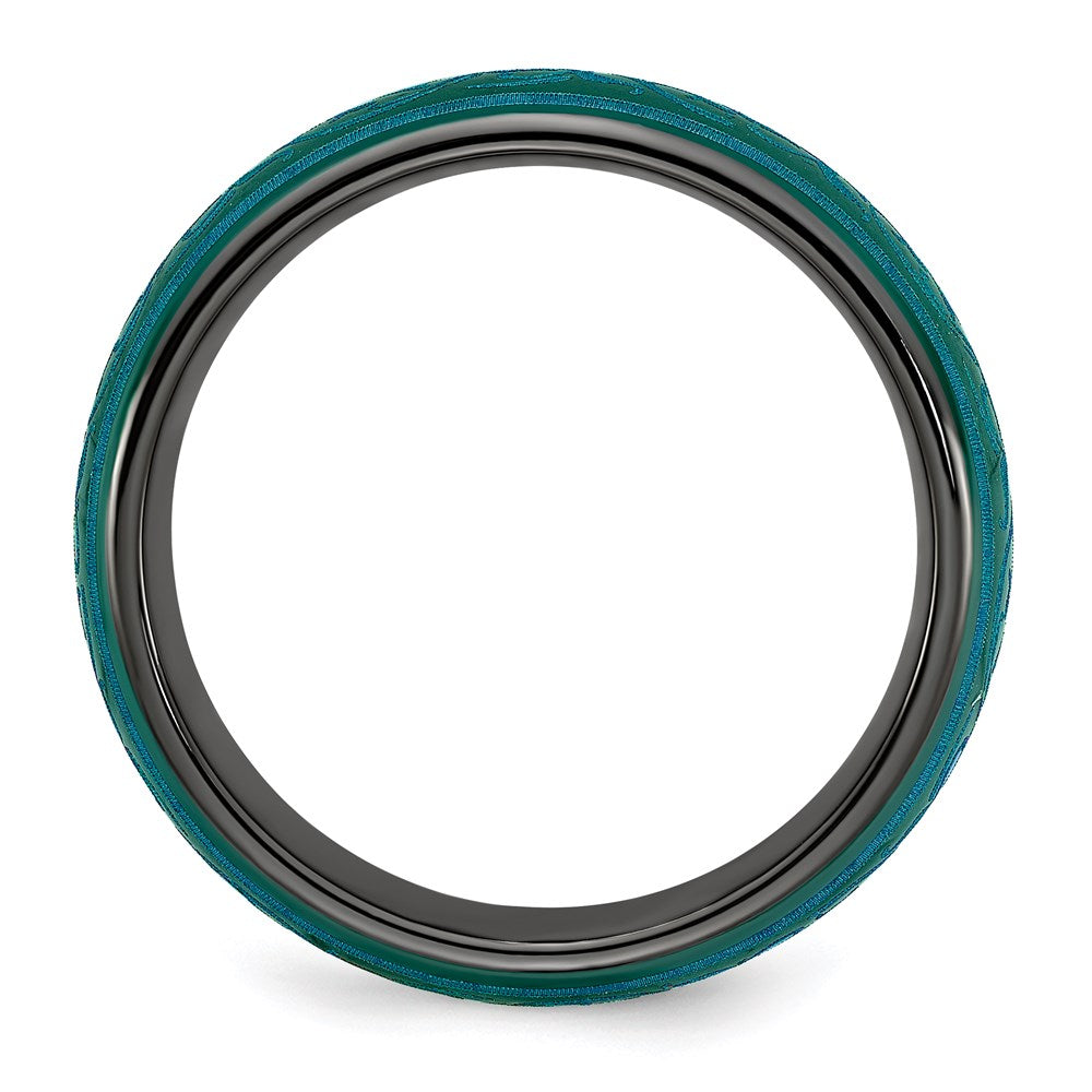 Edward Mirell Black Ti Domed Anodized Teal 6mm Band