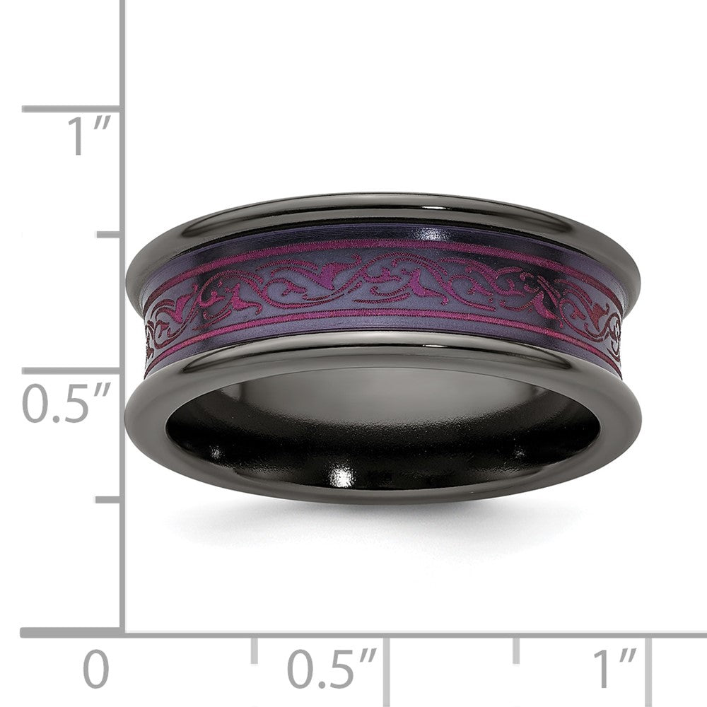 Edward Mirell Black Ti Pink Anodized with Laser Pattern 8mm Concave Band