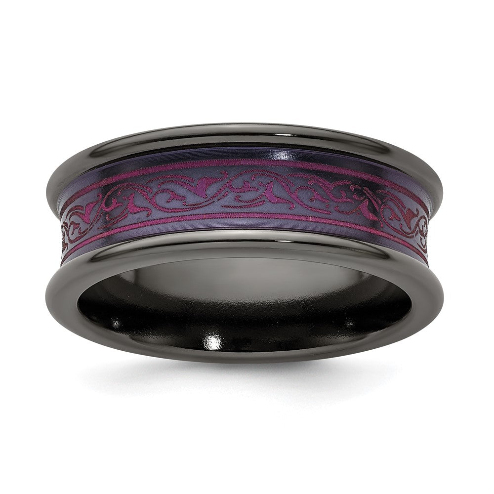 Edward Mirell Black Ti Pink Anodized with Laser Pattern 8mm Concave Band