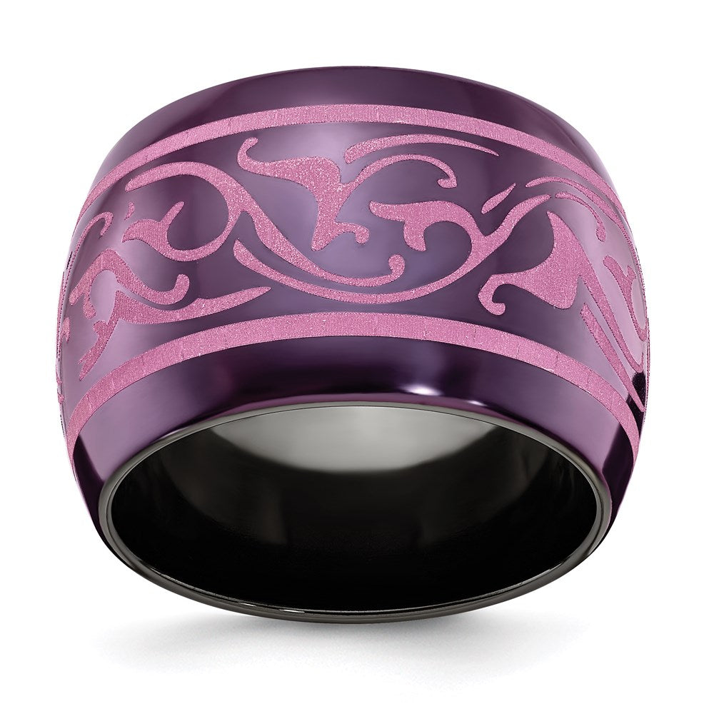 Edward Mirell Black Ti Anodized Pink Domed 16mm Band