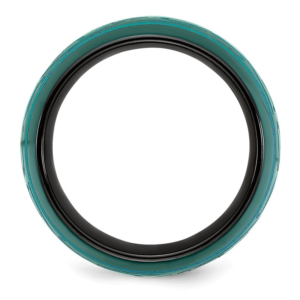 Edward Mirell Black Ti Anodized Teal Domed 16mm Band