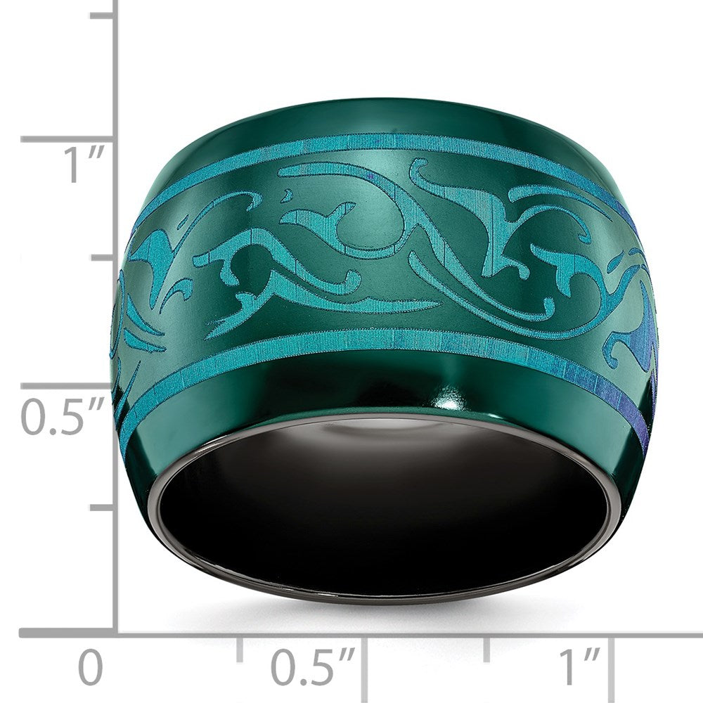 Edward Mirell Black Ti Anodized Teal Domed 16mm Band