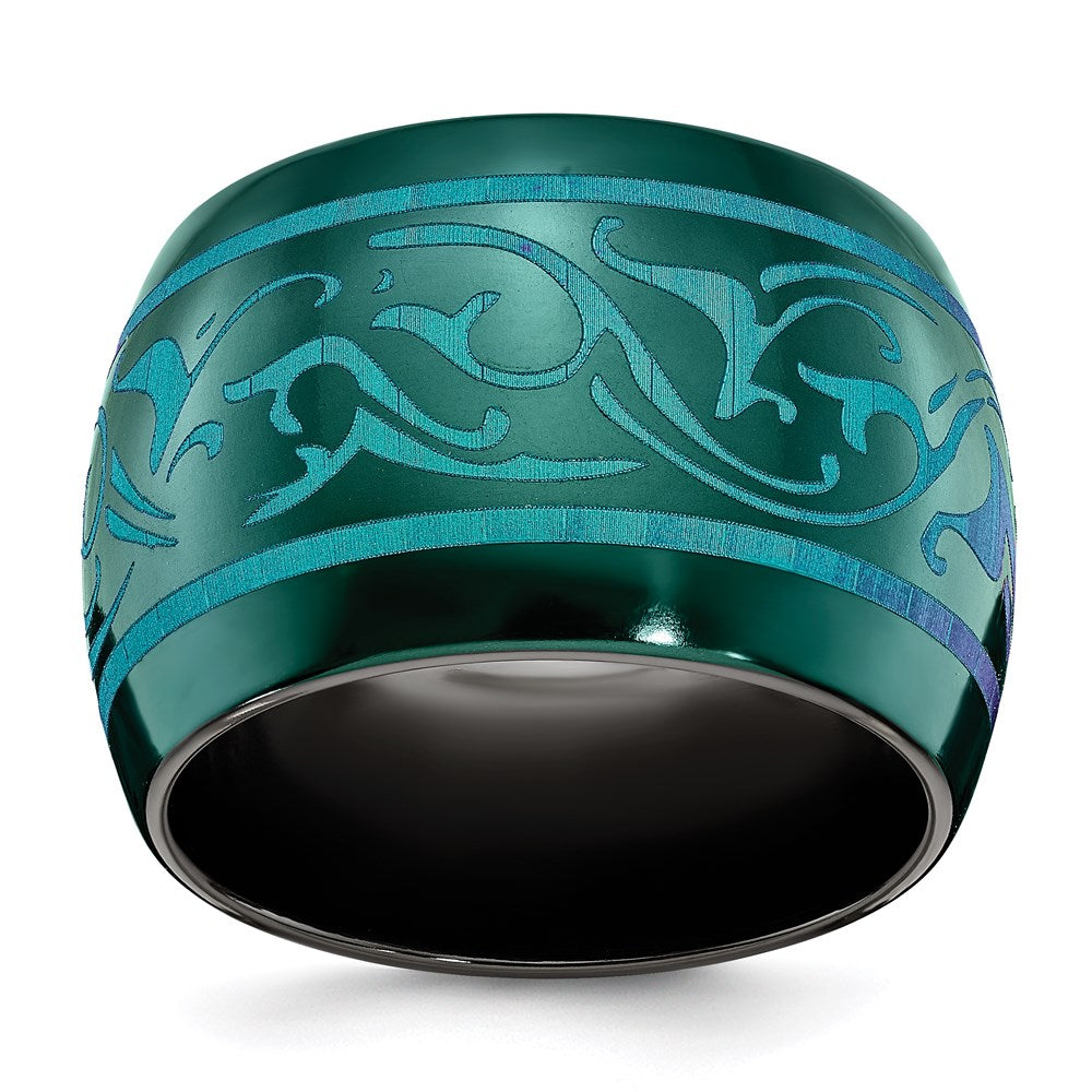 Edward Mirell Black Ti Anodized Teal Domed 16mm Band