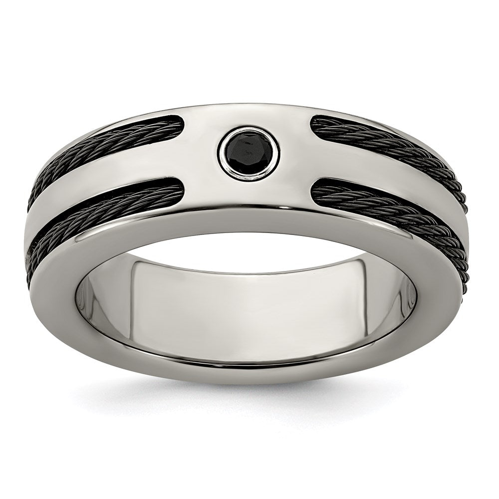 Edward Mirell Titanium Spinel w/Argentium Silver Bezel & Cable 7mm Ring